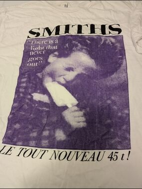 SMITH White Short Sleeve Tee with Purple Photo Graphic
